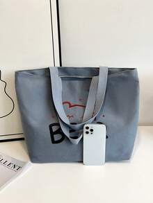 Bolso de lona estampado minimalista - Multicolor - Ver 3