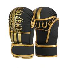 Half Finger Bread, Large Foam Gloves, Boxing Gloves, Martial Arts Training Equipment - Black and Gold - View 9