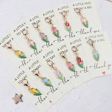 6pcs/12pcs Tulip Keychain With Thank You Card, Ideal Gift For Birthday, Wedding, Teacher's Day, Anniversary, Party, Thanksgiving, And Perfect Choice For Friends - Multicolor - View 4