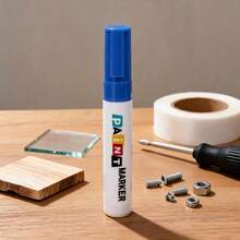 Unisex Waterproof Quick-Drying Paint Marker With 8mm Thick Tip, Industrial Style For Car, Home And DIY - Blue - View 4
