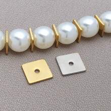 10pcs 4/5/6/8mm Stainless Steel Gold Steel Square Flat Spacer Bead Jewelry Accessories For Earrings Necklace DIY Jewelry Making Supplies - Multicolor - View 8