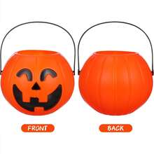Halloween Pumpkin Bucket Set Of 5 Large Plastic Trick Or Treat Buckets With Handle For Halloween Party And Fall Decor Portable Pumpkin Pails - View 5