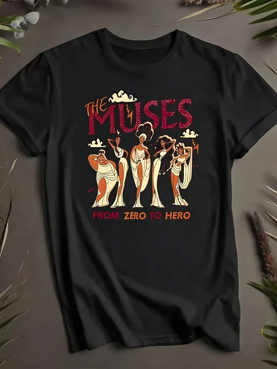 Hercules Muse T-Shirt - Unisex Short-Sleeved T-Shirt - Modern Print - Classic Fit - Casual Wear - High-Quality Design, An Ideal Gift - 黑色 - 查看 1