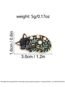 Sleeping Cat Floral Enamel Pin, Flower Kitty Brooch, Unique Fashion Accessory, Perfect For Clothing & Bags, Stylish Gift Idea - Multicolor - View 3