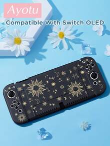 Ayotu 鯊魚 & 草莓 & 貓 & 心形主題保護殼適用於 Switch/Switch2(2025)/NS/OLED。無需拆卸即可對接。通用遊戲手柄保護套，包含 2 個手柄帽。防摔、防刮。春季浪漫 & 情人節。 - 彩色 - 查看 8