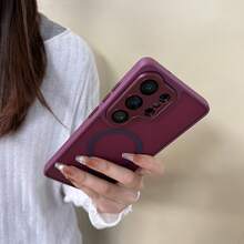 高級啞光親膚手機殼，適用於 Galaxy S26Ultra S25Ultra S24Ultra S23Ultra A56 A16 A17 A36 A26 A16 A37 A57 S24 S23FE Plus A55 A35 A54 A15 S25 S24 S23 及其他機型，全方位相機保護、內置鏡頭膜、柔軟觸感、防指紋、支援無線充電與防摔設計 - 酒紅色 - 查看 7