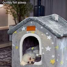 Casa para perros en interior cama plegable y suave rodar de gato cueva cálida con cojín para perros pequeños medianos y grandes S-dentro de 9 libras - Blanco - Ver 5