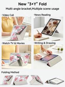豹紋與百合花保護殼，適用於 iPad Air 8(M4)2026(11吋)、Air 4/5 10.9吋、7/8/9代 10.2吋，內建筆槽，適用於 Tab S6 10.4吋、Kindle 第11代(2022/2024)、Kindle Clara 2E、Clara Colour、Clara BW (6吋) 及 Libra Colour (7吋)，可愛少女風時尚設計，生日與節日禮物 - 彩色 - 查看 6