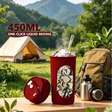 450ml 便攜式電動攪拌杯附手把，戶外運動攪拌杯，適用於咖啡、豆漿、蛋白粉 - 彩色 - 查看 1