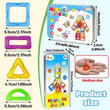32/56pcs Dynamic Transparent Magnetic Building Blocks Set, Medium Size 4 Shapes DIY Construction Bricks With Iron Storage Box, Translucent STEM Educational Assembly Toy For Kids - 彩色 - 查看 6