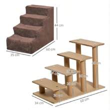Scala per Cani a 4 Gradini Scala per Animali Domestici con Rivestimento Rimovibile e Lavabile per Letto Divano 60x35x44 cm - 60*44*34 cm - Visualizzare 3
