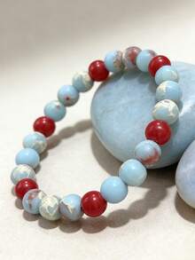 Pulsera de Piedra Emperador Bohe, Ágata Roja, Protección Durante Tiempos de Estrés y Ansiedad, Joyería de Verano para Yoga y Meditación - Multicolor - Ver 2