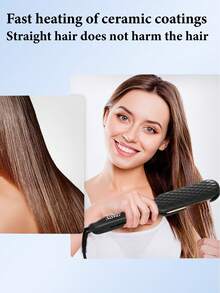 CRASTS Catokan Rambut, Pelurus Rambut Tidak Merusak, 2-in-1 Lurus & Keriting, Suhu Dapat Diatur, Pelat Pelurus Rambut, Keriting Poni ke Dalam, Alat Penata Rambut Elektrik - Hitam - View 8