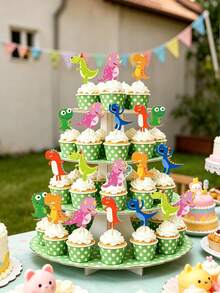 Dinosaur Happy Party Decorations, Dinosaur Happy Birthday Banner, Hanging Decor, Dinosaur Cake Toppers, Suitable For Dinosaur Theme Birthday Party Decoration, Baby Shower - Multicolor - View 5