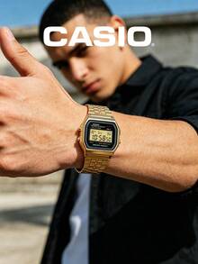 Casio A159WGEA-1 Classic Digital Watch, Gold Resin Case Stainless Steel Band, 7-Year Battery Life Alarm Stopwatch Unisex - Mouldless - View 4