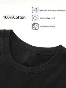Camiseta Unisex de Algodón de Manga Corta con Estampado de un Sencillo y Alegre Gesto de Mano, Estilo Lindo - Negro - Ver 3