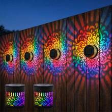 Seven-Color Changing Solar Mandala Projection Wall Light Decorative Solar Mandala Lights Outdoor Waterproof Metal Fence Lights For Yard Garden Post Patio Backyard Decor - Seven-color Changing - View 6