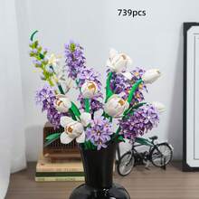 222pcs Macaron Tulip Mixed Flower Building Block Bouquet Set, Creative Tulip Bouquet Assembly Model, Colorful Everlasting Flower Assembly, Artificial Plant Model, Living Room/Bedroom Atmosphere Decor, Home/Office Decor, Mother's Day Gift, Birthday Gift, Christmas Gift - Colorful Tulip Bouquet - View 18