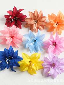 2pcs Floral Print Lily Bohemian Polyester Artificial Flower Hair Clips, Daily Beach Accessories For Women - Multicolor - View 6