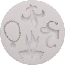Gras - Moldes para fondant, mscara de mscaras, mscara de plumas, moldes de silicona para carnaval, magdalenas, galletas, decoracin de chocolate, moldes para hornear para fiestas de - Gris (YN81) - Ver 9
