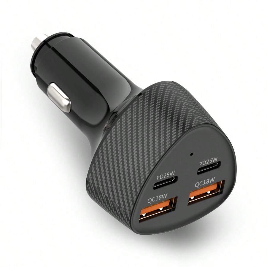 50W 車用充電器 USB-C,4 埠超快速充電點菸器 USB 充電器,Type-C 25W 與 QC3.0 多埠車用手機適配器配件,相容於 17/16/15/14/13/12 Pro 與 S26 系列,手機,車用快速充電器,適合家庭、朋友、兒童、生日、聖誕節、冬季禮物,12-24V 通用車型 - 黑色 - 查看 1