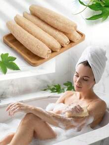 7/5/3/2/1pc Natural Organic Luffa Sponge, Strong Exfoliating Body & Back Scrubber, For Men & Women, SPA, Beauty, Daily Bathing Care - View 1