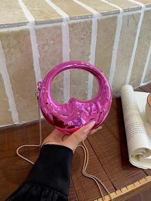 Nueva mini bolsa de acrílico, bolso de mano de moda, bolso de noche personalizado con forma de media luna, bolso cruzado con cadena - Rosa - Ver 7