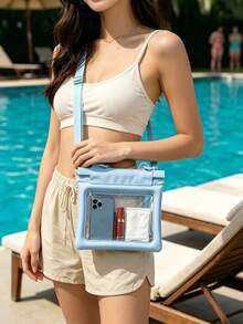 1pc Floating Waterproof Phone Pouch With Air Cushion, Touchscreen Compatible And Buoyancy Design, Large Capacity Suitable For Large Size Phones, Perfect For Pool, Beach, Diving And Water Park Adventures - Multicolor - View 2