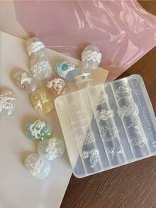 新款 3D 夢幻蝴蝶花環復古圖案花卉婚禮美甲模具 - 無色 - 查看 12