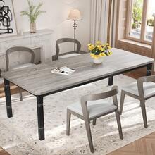 Industrial Dining Table, Long Kitchen Table With Chamfer Corner & Heavy Duty Metal Legs For Dining Room, Kitchen, Living Room, Easy Assembly - Black + Gray 2m - View 2
