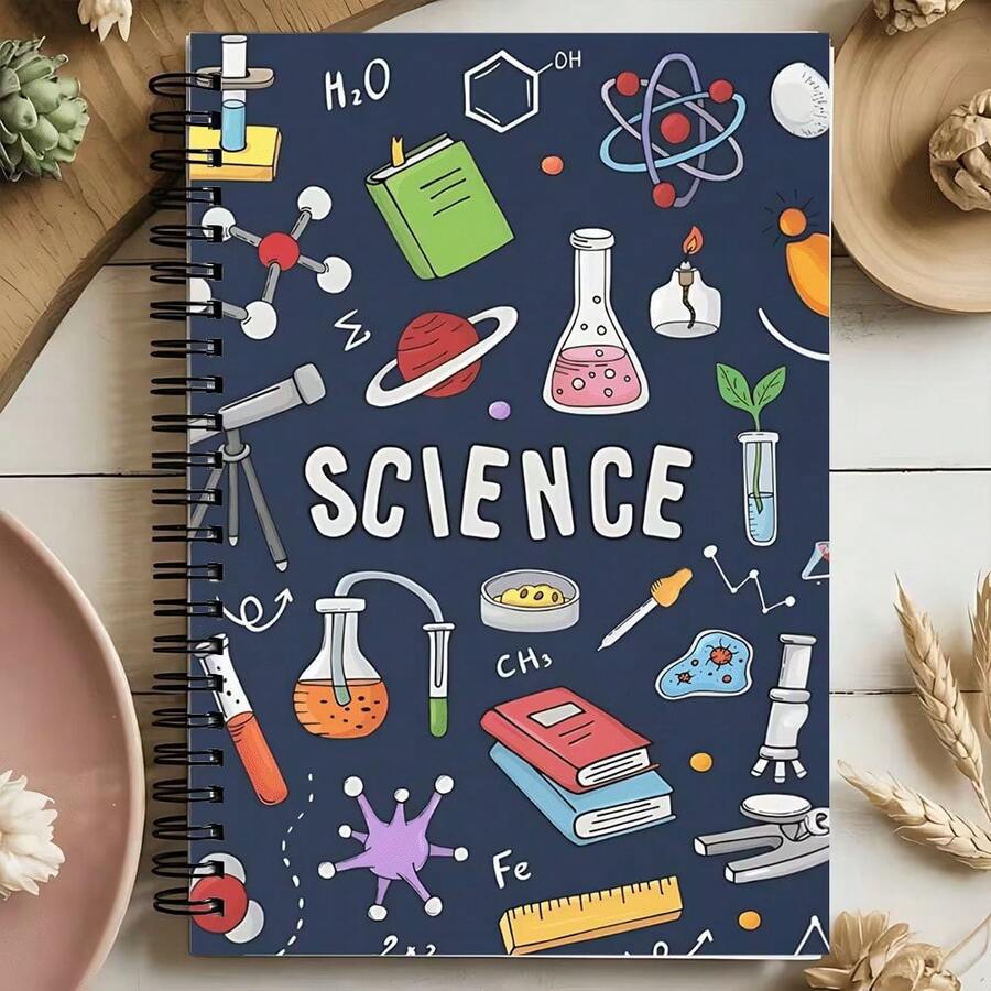 這款精緻的科學主題螺旋筆記本採用大學線頁面與高品質紙張，便攜易攜，非常適合做筆記與學習 - C - 查看 1