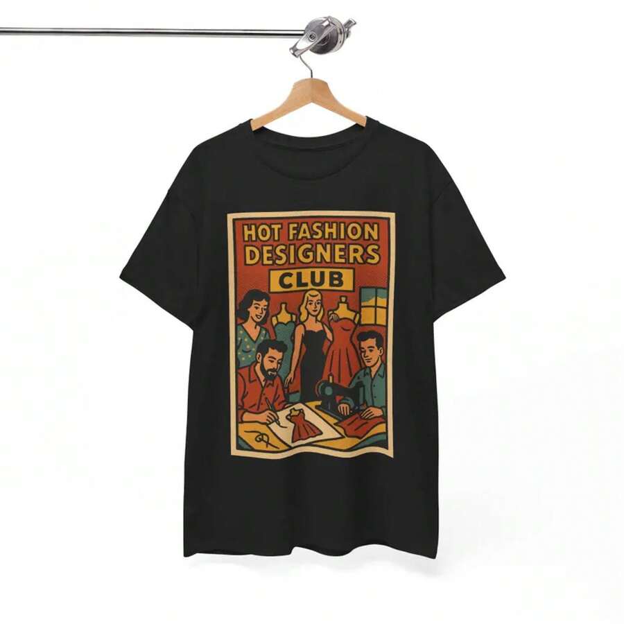 Retro Fashion Designer T-Shirt With Comic Book Print, Unisex | Vintage Style Graphic Tee | Fun Creator Look | - Black - View 1