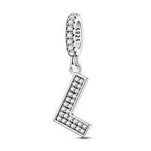 1 pièce Pendentif initial A-Z en argent sterling S925 de style minimaliste romantique, hypoallergénique, convient pour bracelet original, fabrication de bijoux DIY pour femmes, cadeau d'anniversaire - Blanc - Voir 37