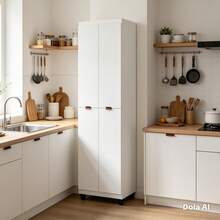 Clean Multipurpose Cabinet With 4 Doors And 6 Shelves, Organizer For Laundry Room, Bedroom, And Kitchen. - White - View 6