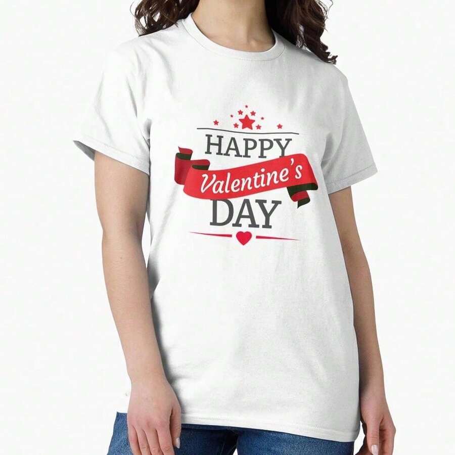 1 pieza Camiseta Clásica de San Valentín_1767513729077180g Algodón 100% - Blanco 6 - Ver 1