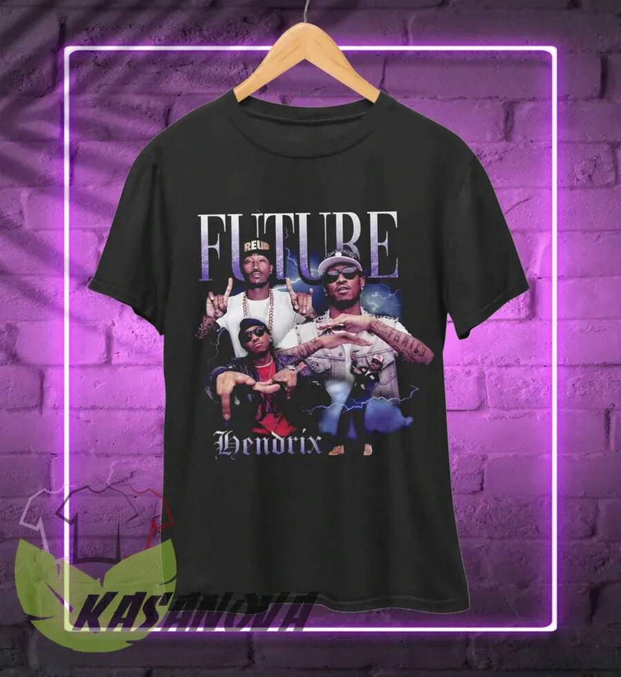 Future Hendrix Rapper T-Shirt: Retro 90s Hip Hop Music Themed T-Shirt, Hoodie, A Gift For A Friend, 100% Pure Cotton, Breathable Fabric, T-Shirt With - 黑色 - 查看 1