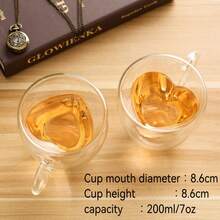 1/2/4/6件創意心形雙層隔熱玻璃咖啡/茶杯，80ml與200ml容量，附手柄。非常適合濃縮咖啡與卡布奇諾。也適合作為送給妻子、女朋友或家人的獨特生日或節日禮物。 - 彩色 - 查看 15