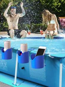 Pool Cup Holder, Plastic Drink Holder, Designed For Swimming Pools, Sturdy Structure, Easy-To-Use Clip-On Spill-Proof Cup Holder; Stylish Summer Standing Pool Drink Holder, Also Works As A Beer Cup Holder, Perfect For Summer Parties; - A - View 5