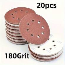 20/50pcs 5 Inch 8-Hole Hook & Loop Sanding Discs - Grit 60/80/120/150/180/240/320/400/600 - Perfect For Random Orbit Sanders! - Red - View 11