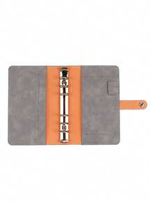 Conjunto de caderno de folhas soltas em couro macio tamanho A6, caderno para orçamento, etiqueta em PVC, diário em inglês, agenda de viagem portátil com envelope para dinheiro, livro de poupança, planejador financeiro, fichário em couro PU. - Cinza - Ver 3