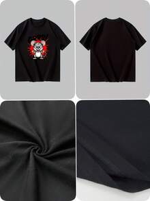 Men's Cartoon Angry Mouse Graphic T Shirt, Fashion Summer Crew Neck Short Sleeve, Breathable Comfortable Solid Color Versatile Casual Daily Wear - Black - View 4