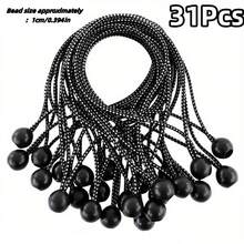 11/21/31Pcs Outdoor Tent Bungee Cord, Plastic Ball Tie, Trampoline Luggage Elastic Rope With Ball, Polka Dot Style, Black - Multicolor - View 16