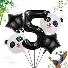 Panda Digital Balloon Set, Including Panda-Shaped Balloon And Black Star Foil Balloon, Suitable For Panda-Themed Birthday Parties, Jungle Adventure Parties, Baby Shower, Gender Reveal Parties, Zoo Events, Photo Booth Props, And Children's Party Decor - Panda - View 12