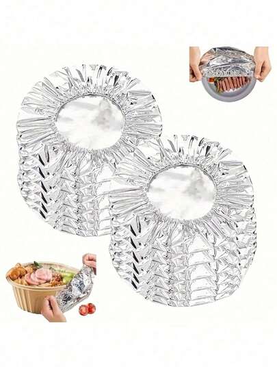 1/10/50pcs Pack Of Aluminum Foil Heat Insulation Covers, Suitable For Kitchens And Dining Tables, For Keeping Food Warm And Fresh, Ideal For Picnics, Camping, And Home Use. Camping Food Insulation Cover | Reusable Food Wrap, Summer Food Wrap.