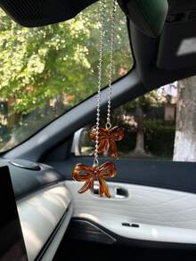 Acrylic Bow Car Hanging Ornament, Creative Rearview Mirror Decorative Pendant - Bow - View 6
