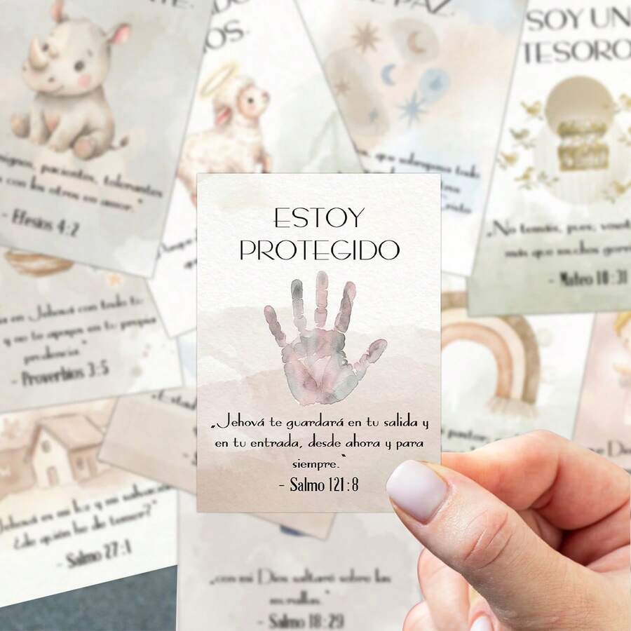 24 Spanish Bible Verse Affirmation Cards - Christian Scripture Positive Encouragement Cards, Daily Inspiration Cards, Prayer Cards - Religious Faith Gift For Friends And Family - A - View 1