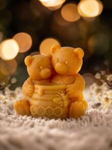 Hugging Bear Honey Jar Silicone Mold, 3D Mother & Baby Bear Designs, 3 Styles: Honeycomb Jar, Hugging Honeycomb, Honeycomb Barrel Bear, Soft Silicone Easy Release & Durable, For DIY Aromatherapy Candles, Handmade Soaps, Plaster Ornaments, Cute Rounded Finished Shapes, DIY Gifts & Desktop Decor - Hug Bear & Honey Pot - View 4