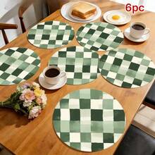 1/2/4/6/8/300pcs Vintage Red Plaid Pattern Luxury Placemat Set, Machine Washable Polyester Material, Stain-Resistant, Waterproof, Easy To Clean, Suitable For Party And Kitchen Decor - Multicolor - View 17