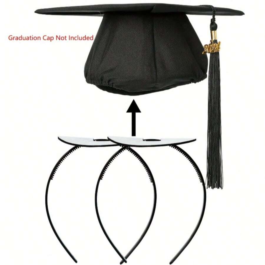 1pc/2pcs Sturdy Non-Slip Elastic Graduation Cap Headband, Suitable For Students And Women, Black, Best Birthday Gift (Graduation Cap Not Included) - Multicolor - View 1