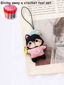 Cute Frog, Pig, Rabbit Handmade Beaded Phone Chain Keychain Pendant DIY Handmade Animal Charm Decor Y2K Style Unique Lanyard Bag Accessory Best Gift For Best Friend, Crochet Kit With Crochet Tools (Box Color Random) - Multicolor - View 8